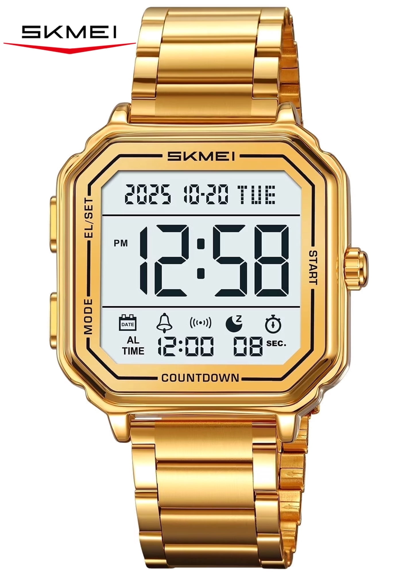SKMEI Mens Digital Watch Sports Waterproof Outdoor Large Face Military Watches for Men with Stopwatch LED Back Ligh Alarm