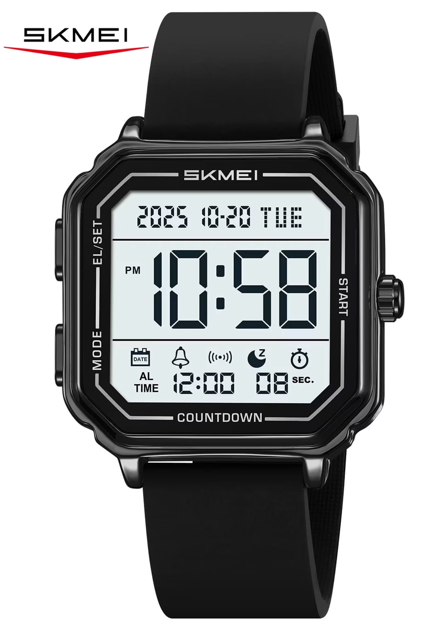 SKMEI Mens Digital Watch Sports Waterproof Outdoor Large Face Military Watches for Men with Stopwatch LED Back Ligh Alarm