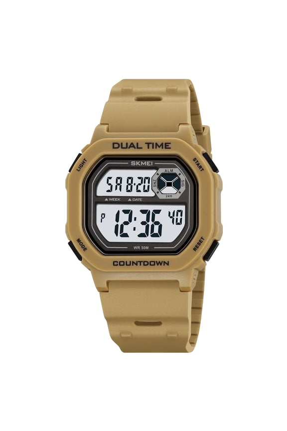 Mens Digital Watch Square Sports Military Watches Waterproof Outdoor Chronograph Wrist Watches for Men with Dual Time/LED Back Ligh/Alarm