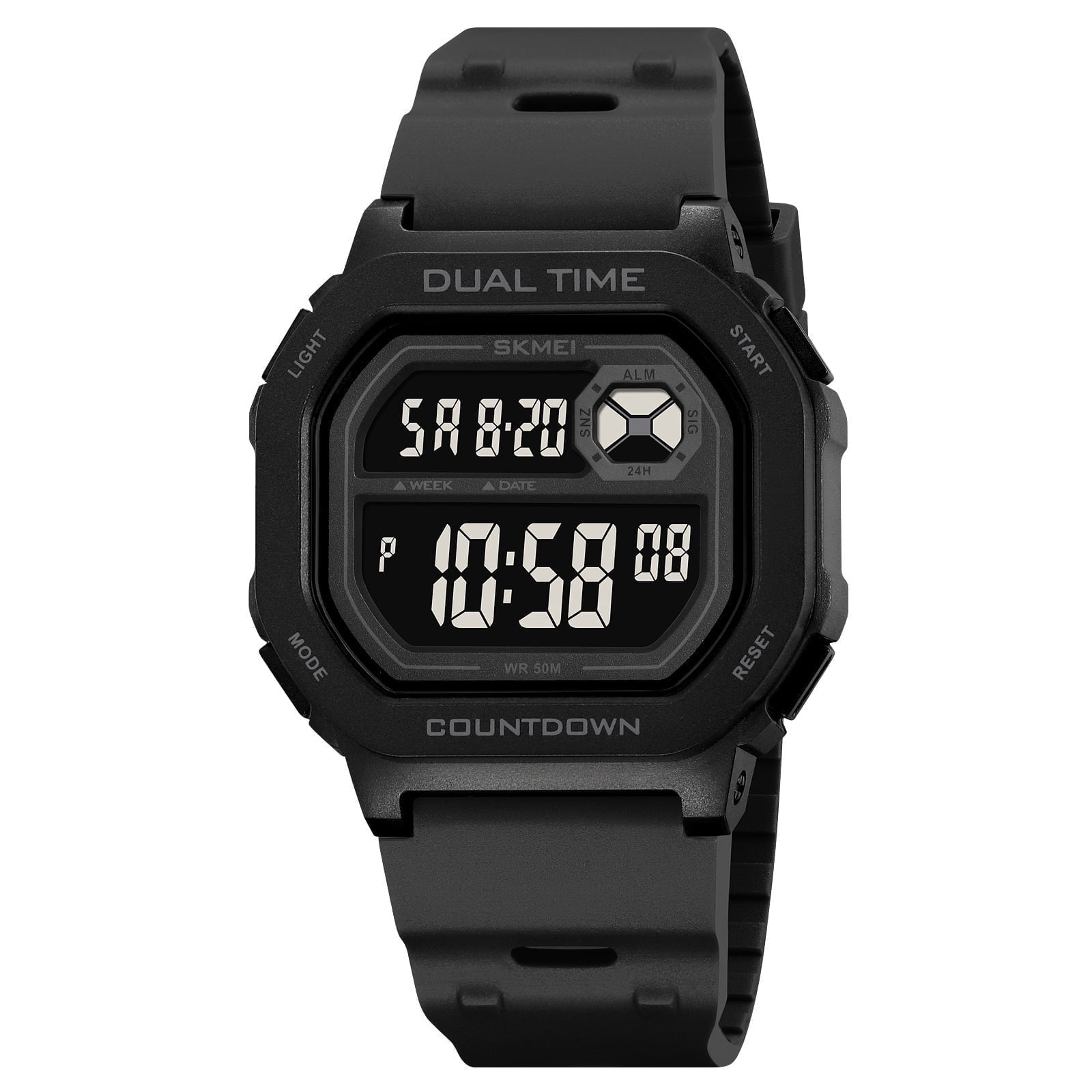 SKMEI Mens Digital Watch Square Sports Military Watches Waterproof Outdoor Chronograph Wrist Watches for Men with Dual Time/LED Back Ligh/Alarm