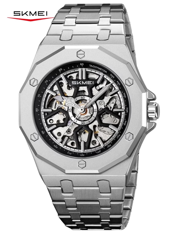 Mens Luxury Skeleton Automatic Mechanical Wrist Watches Business Leisure Waterproof Luminous Pointer Self-Winding Wrist Watch