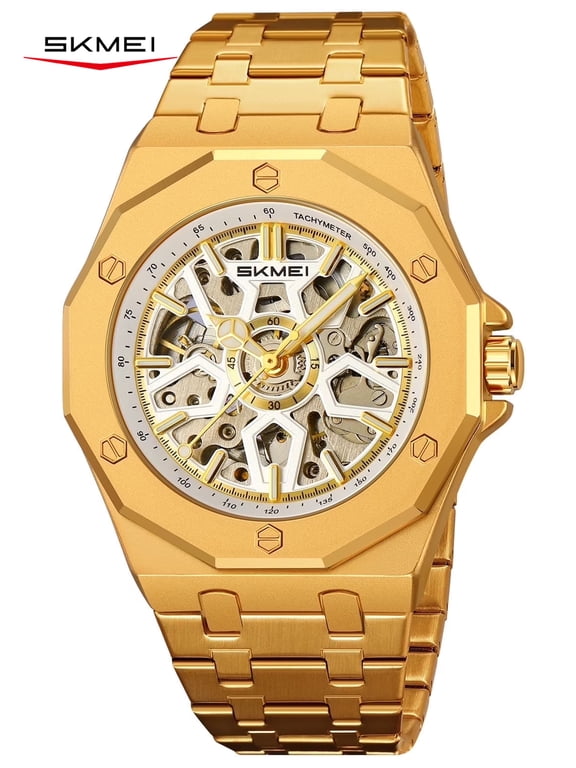 Mens Luxury Skeleton Automatic Mechanical Wrist Watches Business Leisure Waterproof Luminous Pointer Self-Winding Wrist Watch