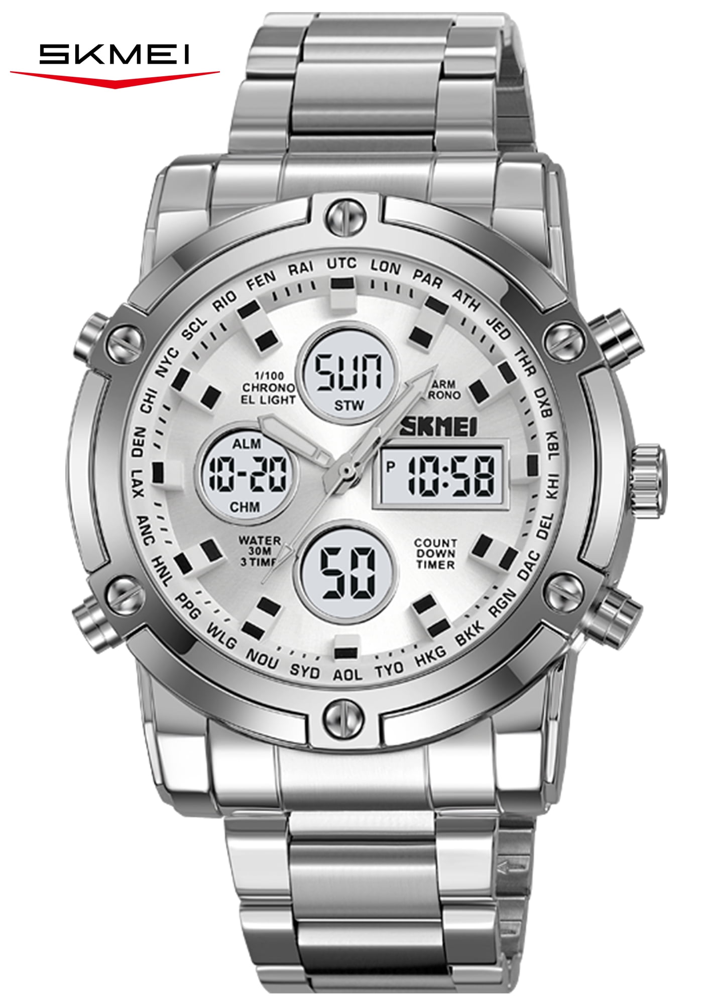 Digital Watch with Stainless Steel Band and LED Light Pre-Owned Wenger Normad Watch /Led / Analog Digital / 43mm  main image 3