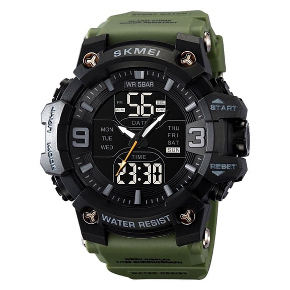 SKMEI Military Digital Sports Watch – Large Face Waterproof Wristwatch with Luminous Display, Stopwatch & Alarm (Men's Casual Style)