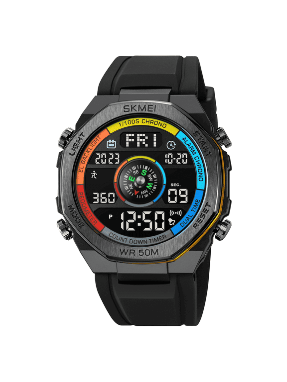 Military Digital Sports Watch – Waterproof LED Wristwatch with Compass, Alarm & Silicone Strap (Unisex)