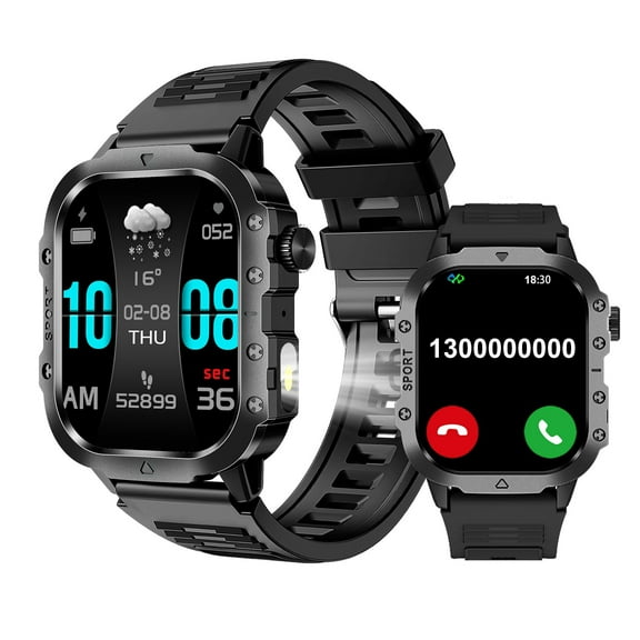 SKMEI Military Smart Watch for Men(Answer/Make Call), 2.01" HD Fitness Tracker Outdoor Sports Watch, for Android and iPhone with Flashlight/Pedometer/Alarm