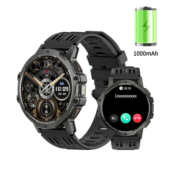 SKMEI Military Smart Watches for Men,1.7" HD Large Screen Smart Watch,Flashlight/1000mAh/123+ Sports Modes Fitness Tracker Watch, Waterproof Mens Smart Watch for Android and iPhone