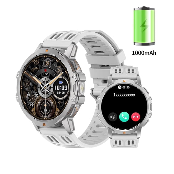 SKMEI Military Smart Watches for Men,1.7" HD Large Screen Smart Watch,Flashlight/1000mAh/123+ Sports Modes Fitness Tracker Watch, Waterproof Mens Smart Watch for Android and iPhone