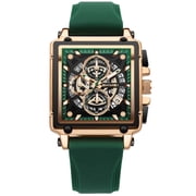 SKMEI Watches for Men Chronograph Fashion Business Quartz Watch Luminous Waterproof Casual Wrist Watches GreenSilicone Strap