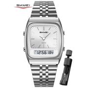 SKMEI Watch for Men Retro Analog Digital Watches Square Dual Display Mens Watches Luxury Stylish Casual Wristwatches