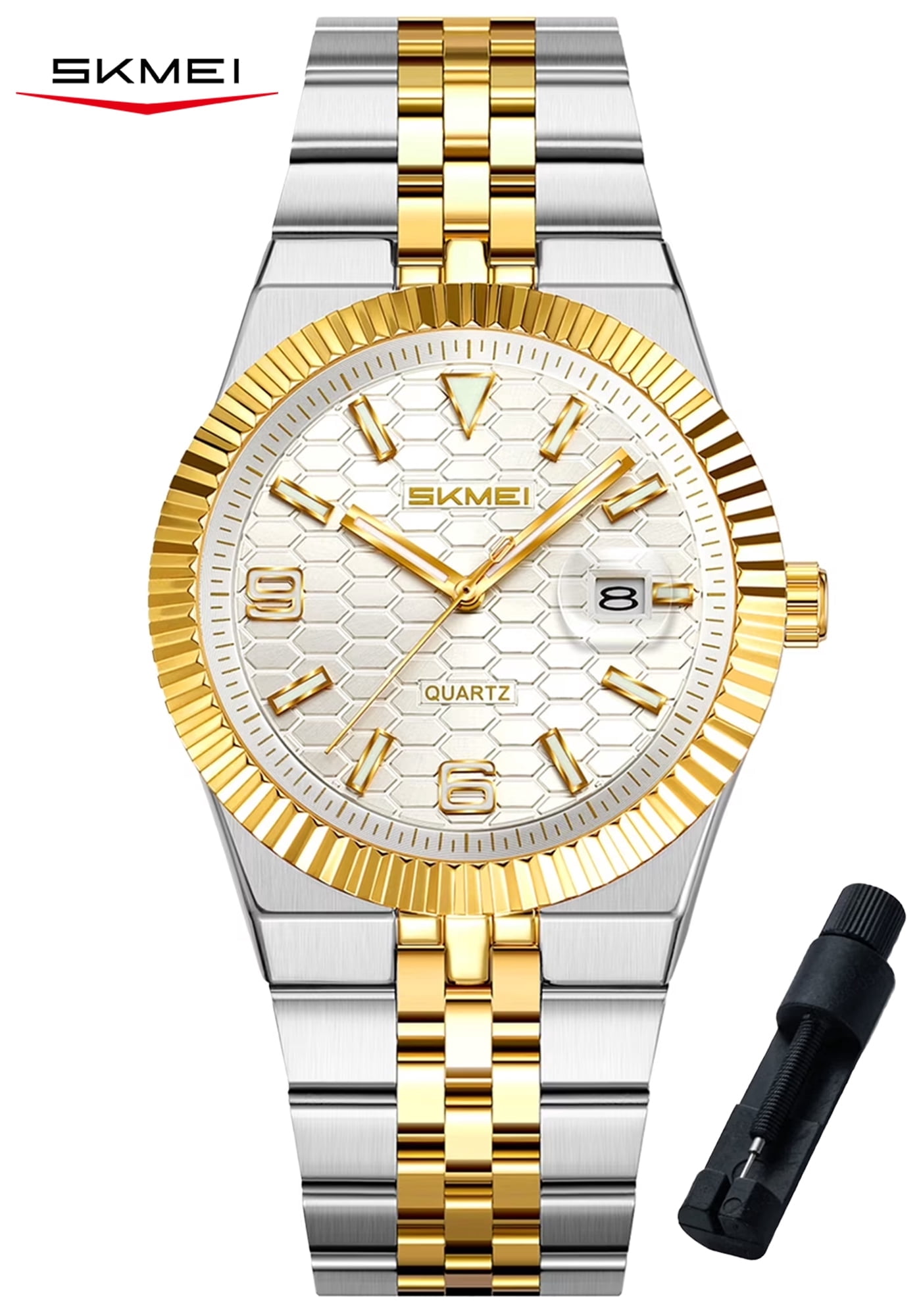 SKMEI Watch for Men Stainless Steel Waterproof Analog Quartz Mens Watches Business Date Luxury Casual Wrist Watch