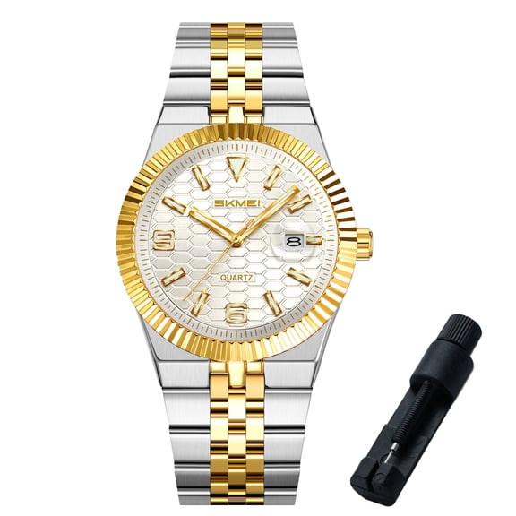 SKMEI Watch for Men Stainless Steel Waterproof Analog Quartz Mens Watches Business Date Luxury Casual Wrist Watch