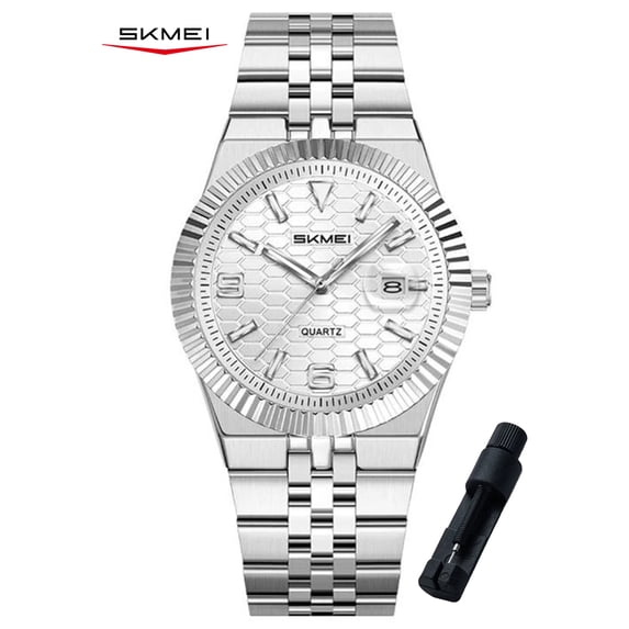 SKMEI Watch for Men Stainless Steel Waterproof Analog Quartz Mens Watches Business Date Luxury Casual Wrist Watch