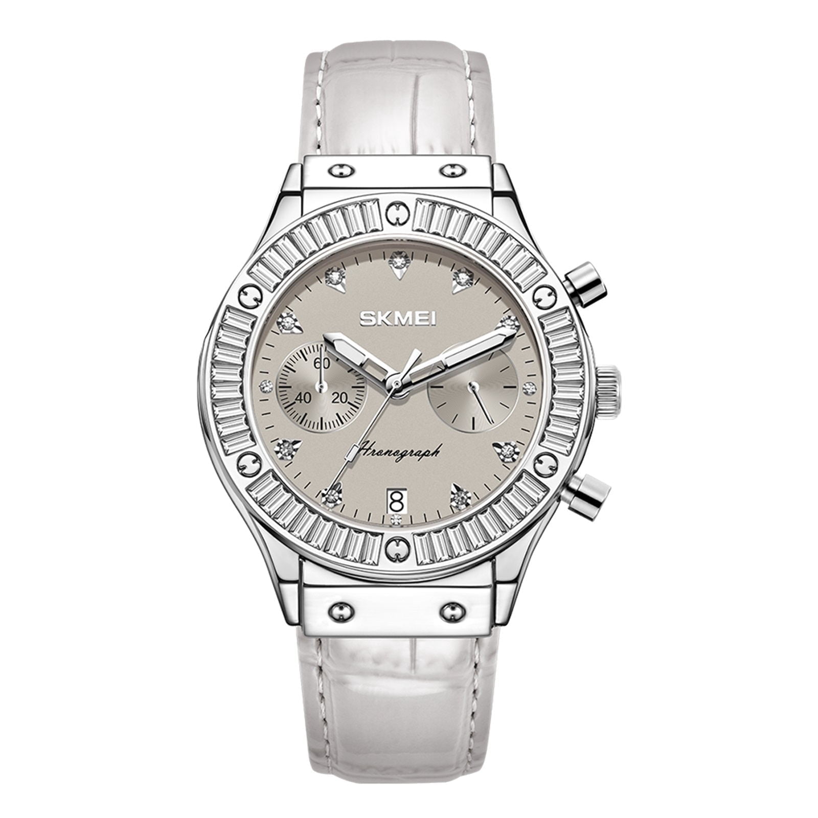 SKMEI Watch for Women Multifunctional Chronograph Watches Fashion Business Analog Quartz Stainless Steel Waterproof Luminous Ladies Wristwatch