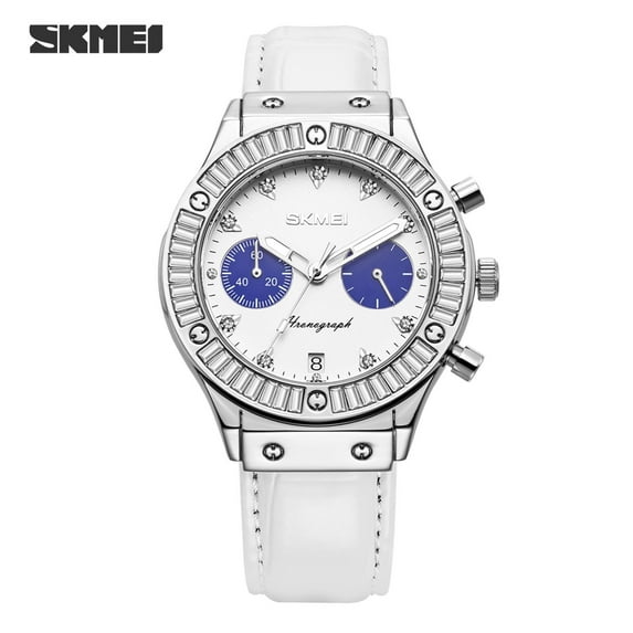 SKMEI Watch for Women Multifunctional Chronograph Watches Fashion Business Analog Quartz Stainless Steel Waterproof Luminous Ladies Wristwatch