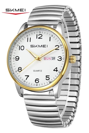 Watches for Men Easy Reader Analog Mens Quartz Watch with Stainless Steel Expansion Band Luminous waterproof watch