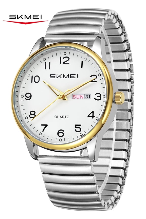 Watches for Men Easy Reader Analog Mens Quartz Watch with Stainless Steel Expansion Band Luminous waterproof watch