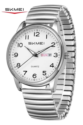 Watches for Men Easy Reader Analog Mens Quartz Watch with Stainless Steel Expansion Band Luminous waterproof watch