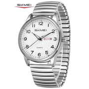 SKMEI Watches for Men Easy Reader Analog Mens Quartz Watch with Stainless Steel Expansion Band Luminous waterproof watch