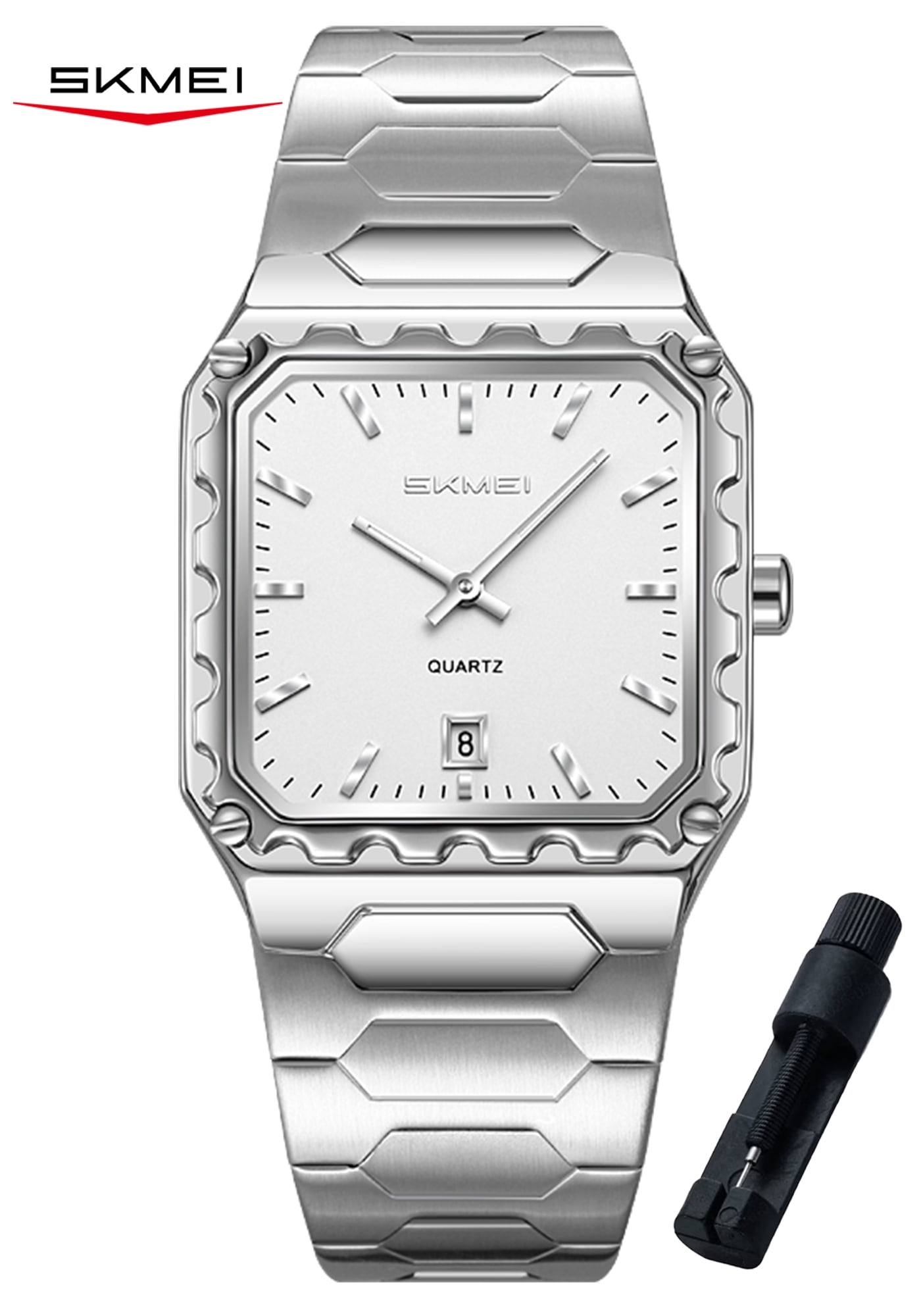 SKMEI Watches for Men Fashion Business Mens Watch Analog Quartz Big Face Luxury Classic Stainless Steel Waterproof Luminous Wristwatch