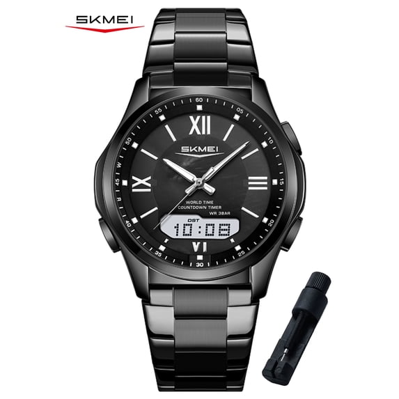 SKMEI Watches for Men Military Digital Watch Sports LED Waterproof Wristwatch Multifunctional Stainless Steel Mens Watch