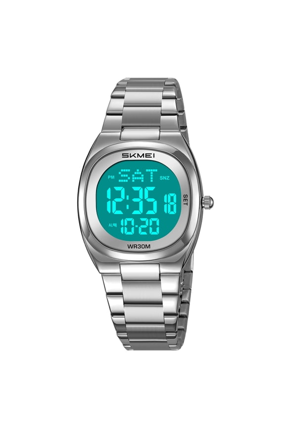 Watches for Men Sport Digital Mens Watch Waterproof with Stainless Steel Strap Alarm Countdown Dual Time