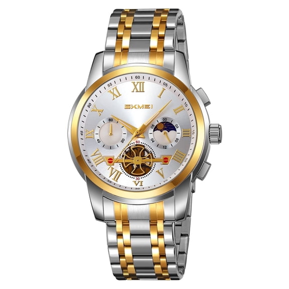 SKMEI Watches for Men Waterproof Chronograph Luxury Big Face Mens Watch Multifunction Moon Phase Quartz Wrist Watch