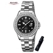 SKMEI Watches for Women Luxury Dress Waterproof Wrist Watch Stainless Steel Ladies Watch with Luminous Date