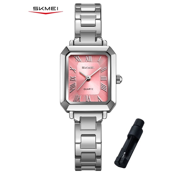 SKMEI Watches for Women Rectangular Ladies Quartz Watch Elegant Dainty Stainless Steel Womens Small Watch