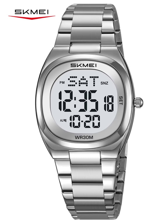 Watches for Women Sport Digital Womens Watch Waterproof with Stainless Steel Strap Alarm Countdown Dual Time