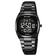SKMEI Watches for Women Sport Digital Womens Watch Waterproof with Stainless Steel Strap Alarm Countdown Dual Time