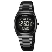 SKMEI Watches for Women Sport Digital Womens Watch Waterproof with Stainless Steel Strap Alarm Countdown Dual Time
