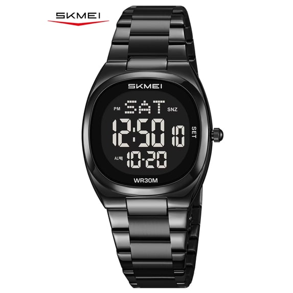 SKMEI Watches for Women Sport Digital Womens Watch Waterproof with Stainless Steel Strap Alarm Countdown Dual Time