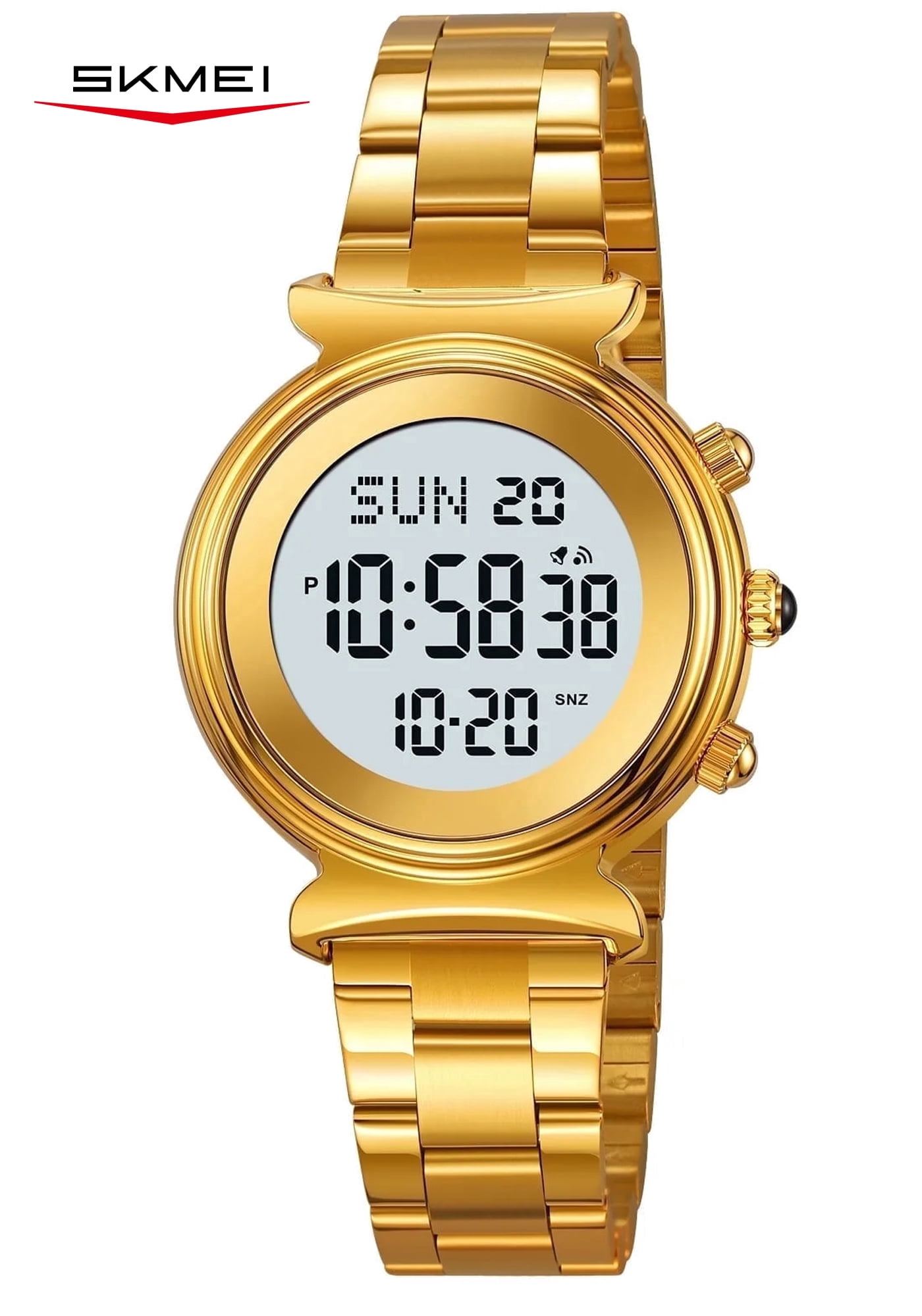 SKMEI Women Digital Watch Waterproof Dual Time Date LED Watch Ladies Business Wristwatch Stainless Steel Watch for Women