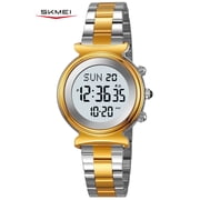 SKMEI Women Digital Watch Waterproof Dual Time Date LED Watch Ladies Business Wristwatch Stainless Steel Watch for Women