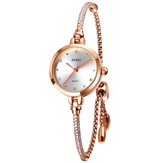 SKMEI Women Wrist Watch, Women Waterproof Quartz Watch Fashion Thin Premium Crystal-Accented Watch