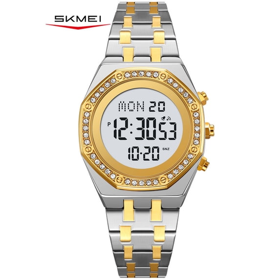 SKMEI Women's Digital Watch Stainless Steel Watch for Women Waterproof Dual Time Date Gift for Women