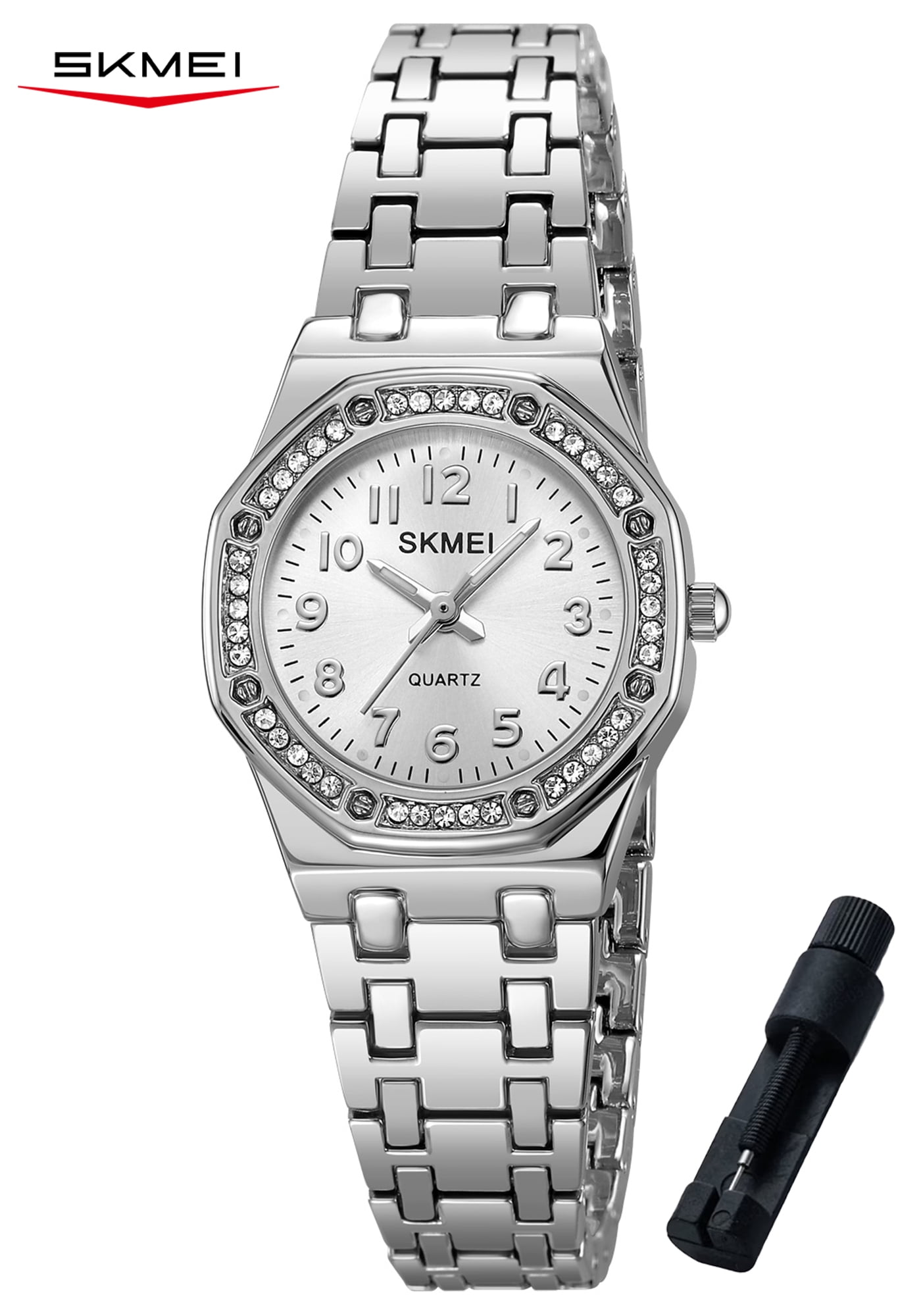 SKMEI Womens Watch Elegant Dress Analog Quartz Watch Stainless Steel Waterproof Wrist Watches for Women Gifts