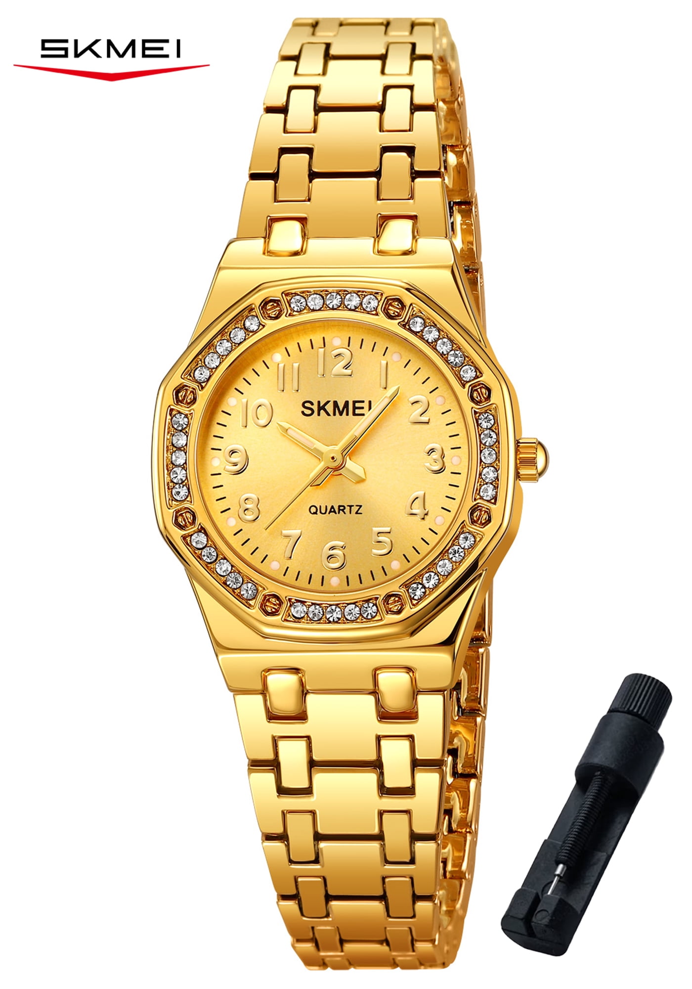 SKMEI Womens Watch Elegant Dress Analog Quartz Watch Stainless Steel Waterproof Wrist Watches for Women Gifts