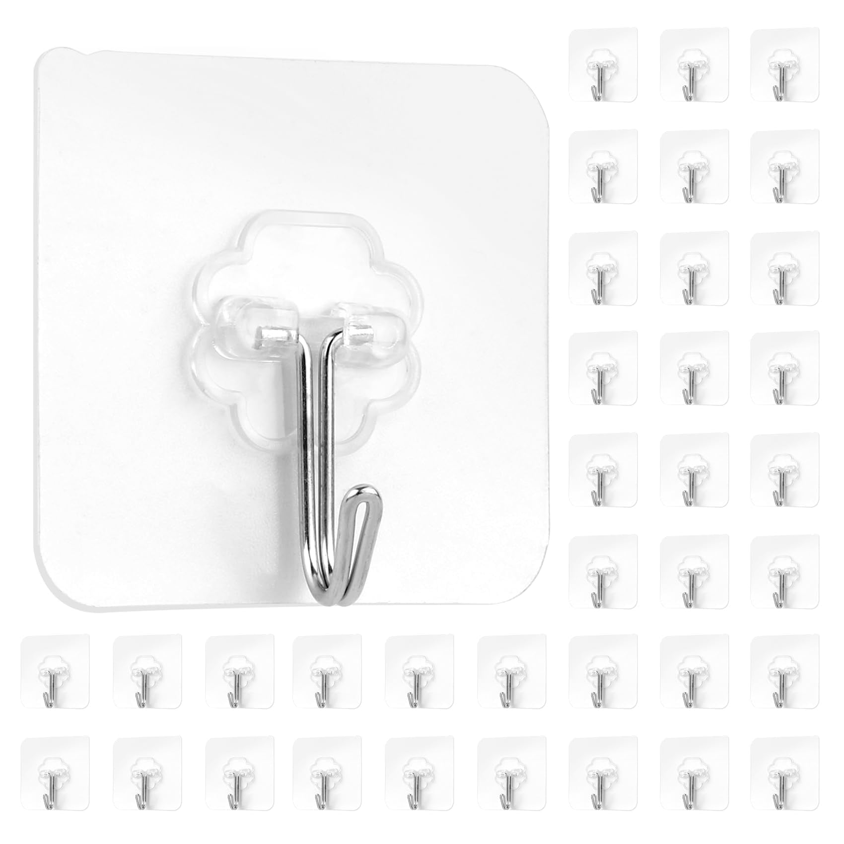 SKMOO Adhesive Hook Transparent Araceless 36pcs Hook Kitchen Bathroom ...