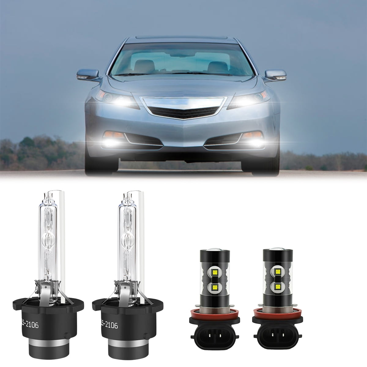 SKN For Acura TL 20092014 8PCS Front LED HID Headlights Low+DRL Fog