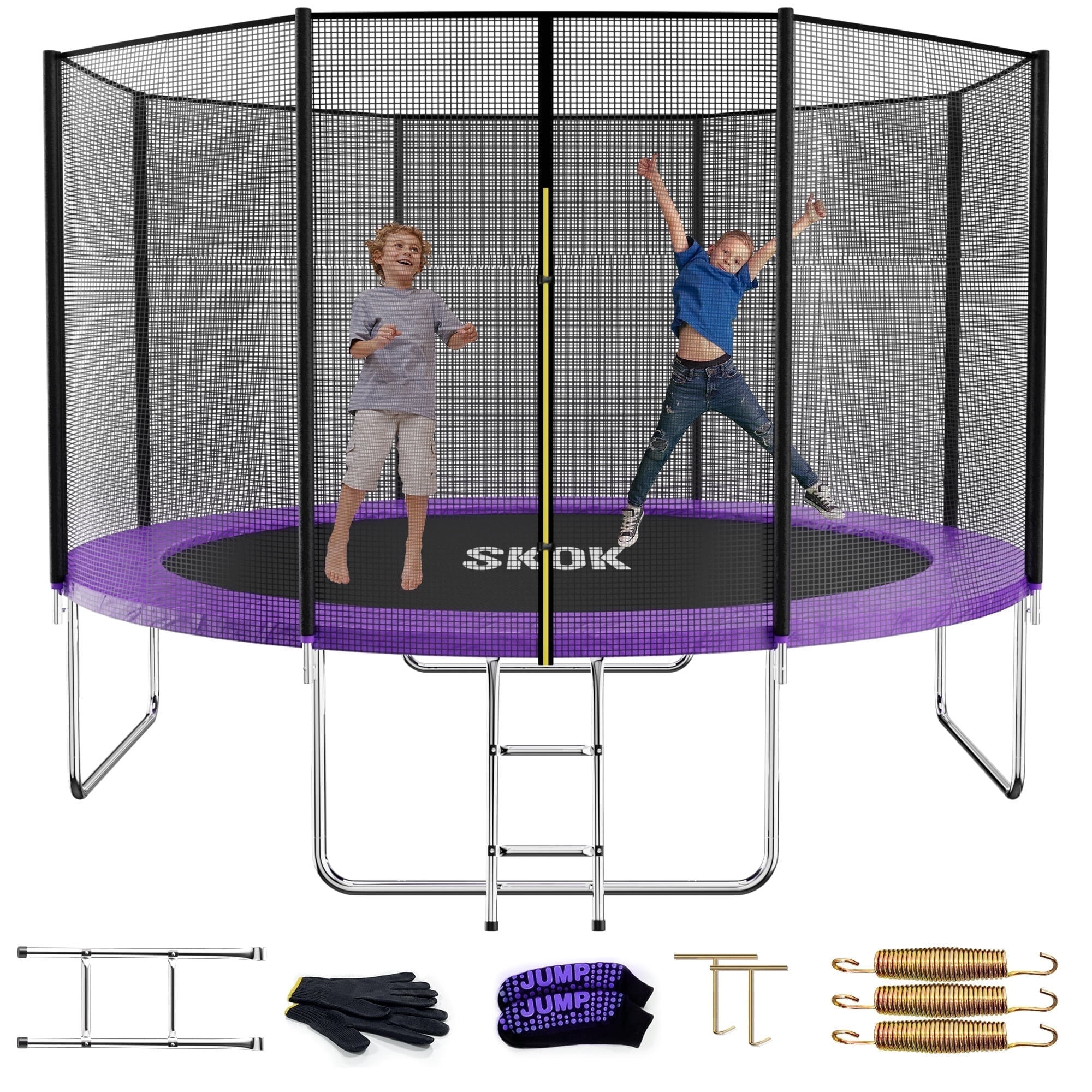 SKOK 10FT Trampoline with Safety, Heavy Duty, 600LBS Capacity