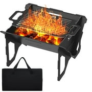 SKOK 18in BBQ Fire Pit for Outside 2 in 1 Portable Camping Fire Pit with Detachable Tray Wood Burning Charcoal Grill with Carry Bag