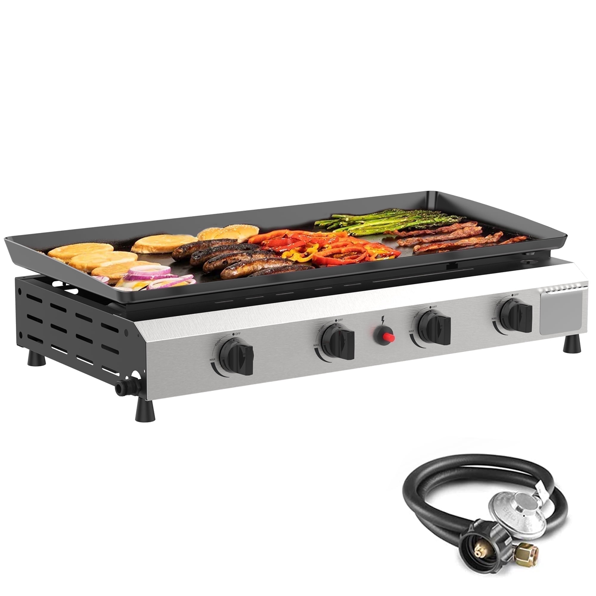 SKOK 4-Burner 30'' Propane Griddles Outdoor Flat Top Gas Grill Griddle for  Camping, Tailgating, BBQ, Parties, Backyard & Patio with with 40,000 BTUs