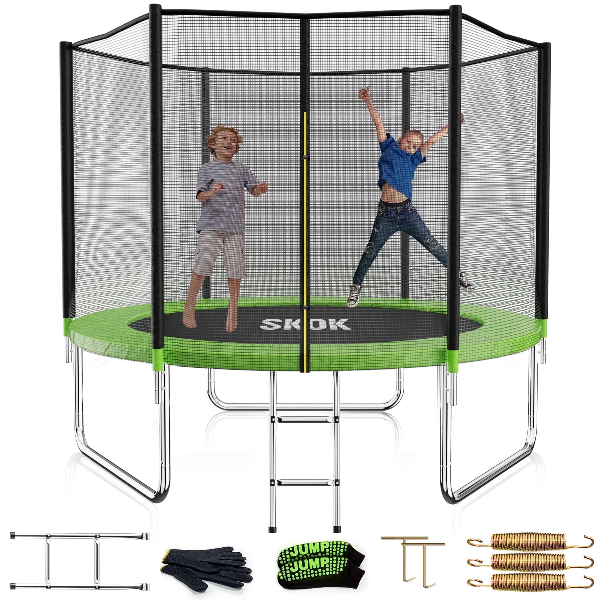 SKOK 8FT Trampoline with Enclosure Net, 400 lbs Capacity, Outdoor