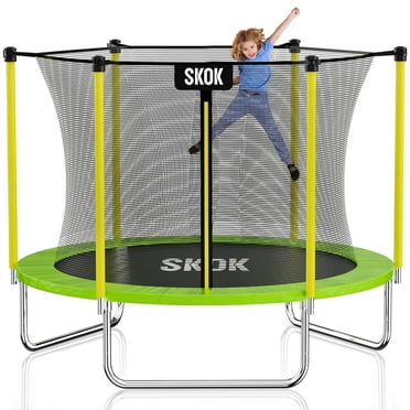 SKOK 8FT Trampoline for Kids and Adults,400LBS Weight Capacity Recreational Trampoline with Safety Enclosure Net