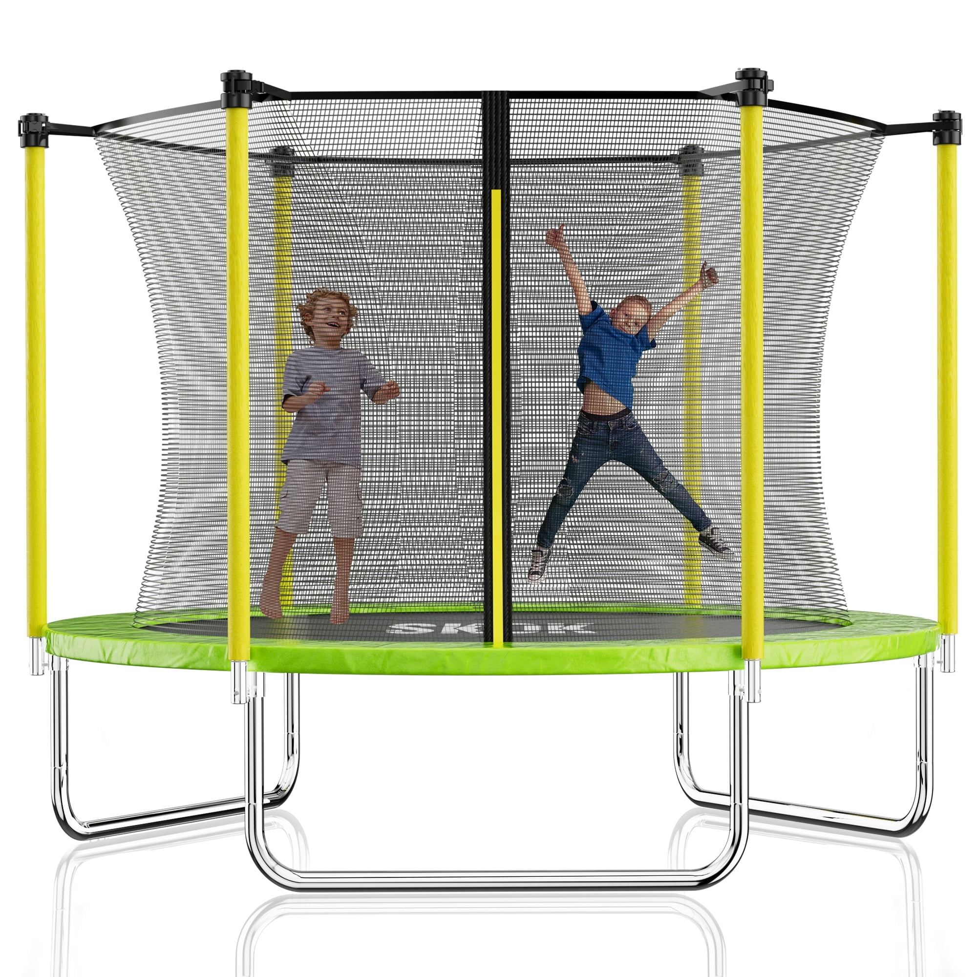 SKOK 8FT Large Cage Trampoline with Safety Enclosure Netting for Kids and Adults, 400LBS Capacity