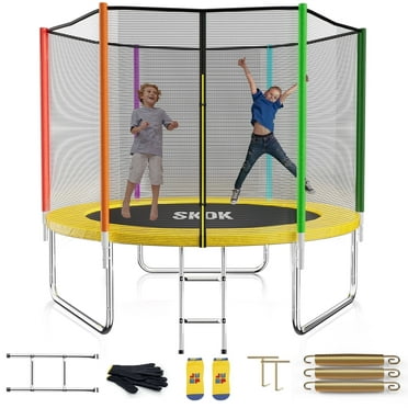 SKOK 8FT Trampoline with 400LBS Capacity and Ladder for Kids&Adults, Waterproof and Heavy Duty, Outdoor/Indoor, Colorful