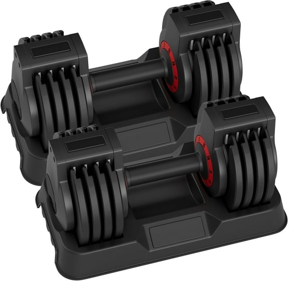 SKOK Adjustable Dumbbell Weight Set, Pair, 5-25 lbs, Black
