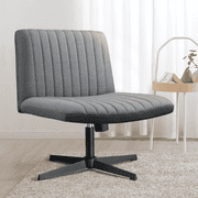 SKOK Armless Office Desk Chair No Wheels,Swivel Vanity Chair,Adjustable Rocking Home Office Chair Gray
